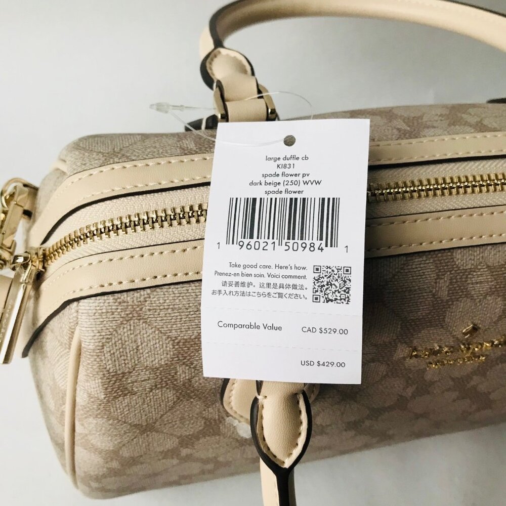 KATE SPADE Signature Spade Flower pv Large Duffle Crossbody Tote Bag $429 - Picture 9 of 10